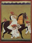 India Kumbhawat Kesari Singh to Prerd, a hookah smoking and accompanies of its servant shafts, Jodhpur unknow artist